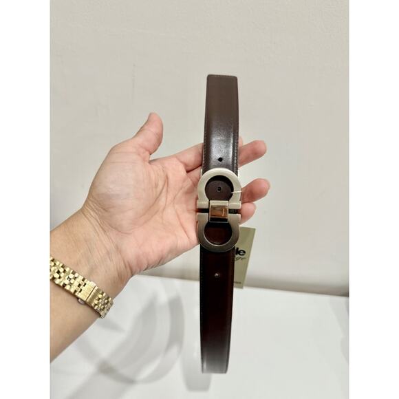 Ferragamo Leather Gancini Buckle Adjustable Belt Black Men Size 95/38 / M - Picture 4 of 4